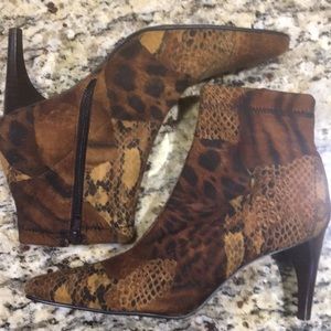 Amanda Smith Animal Print Pointed Toe Ankle Boots